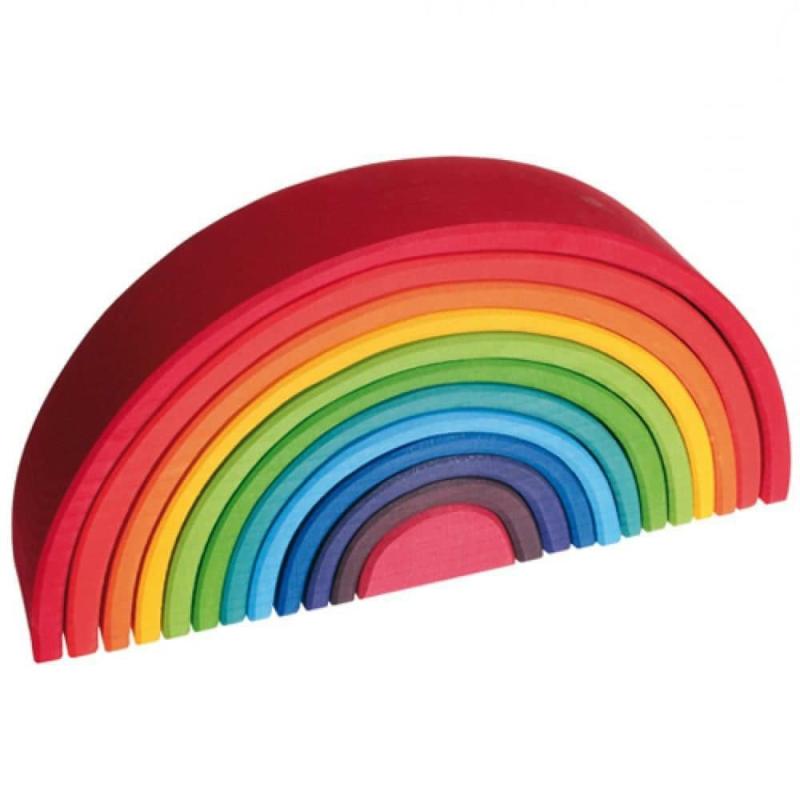 12-Piece Wooden Rainbow Stacking Tunnel Blocks & Building