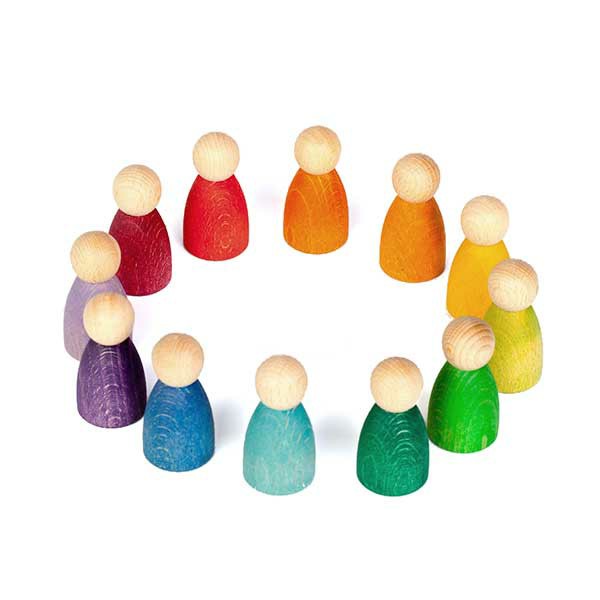 12 Rainbow Nins – Wooden Peg People Dollhouse Dolls