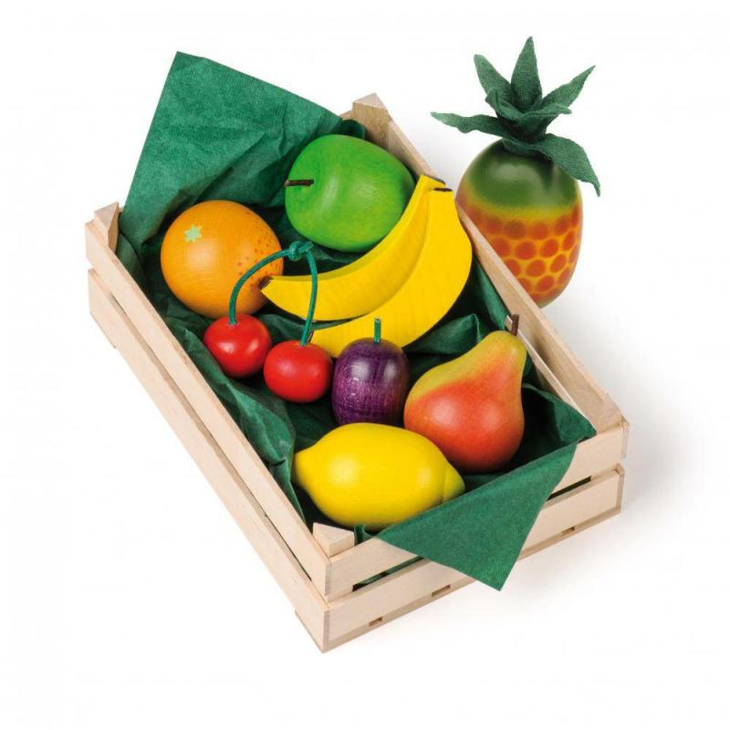 Assorted Wooden Fruit In Crate Kitchen & House Play