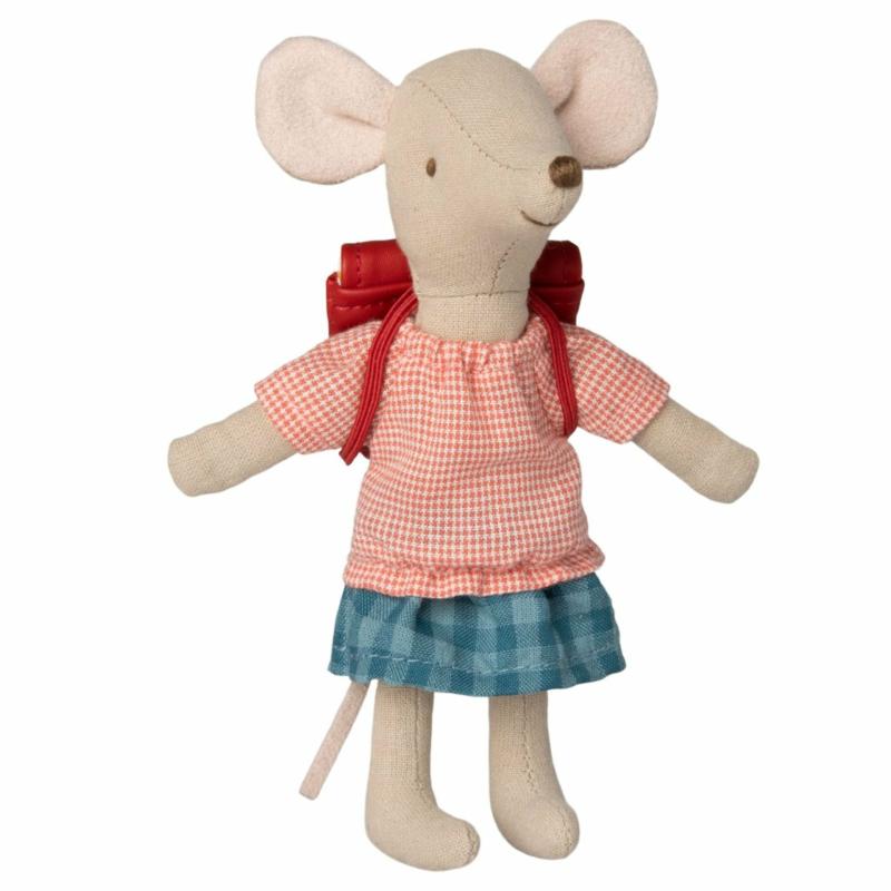 Big Sister Tricycle Mouse With A Backpack  – Red Dolls & Dollhouses