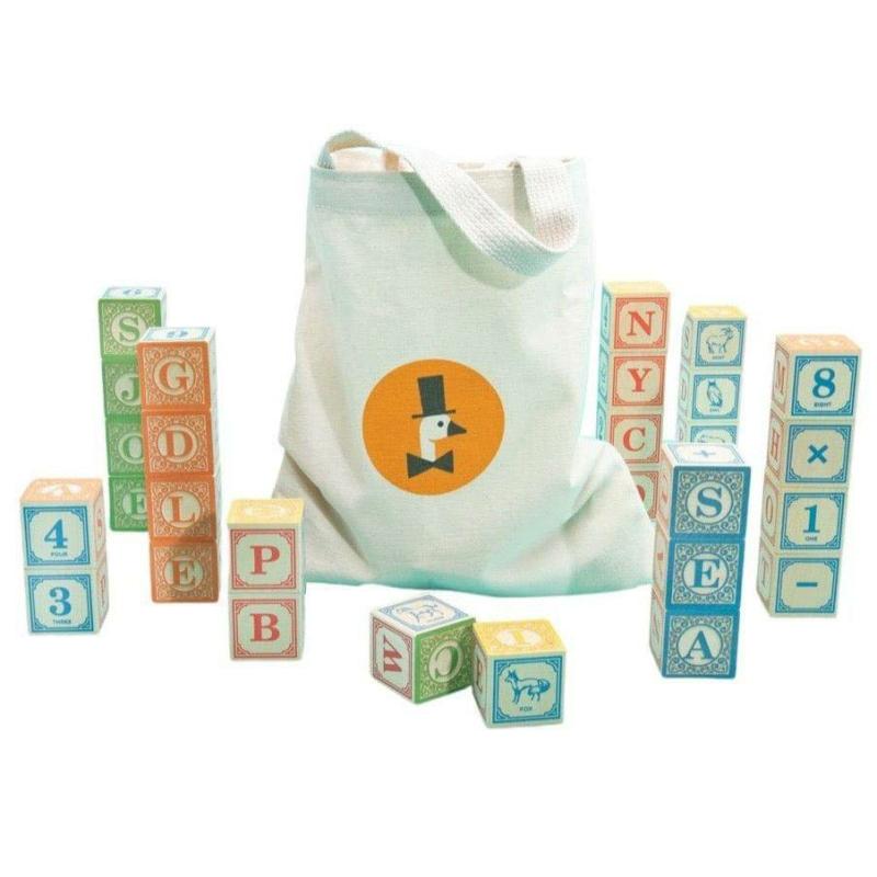 Classic Alphabet Blocks With Canvas Bag Blocks & Building