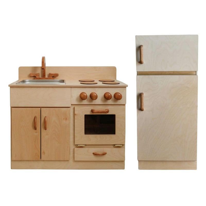 Classic Wooden Kitchen And Refrigerator Bundle Kitchen & House Play