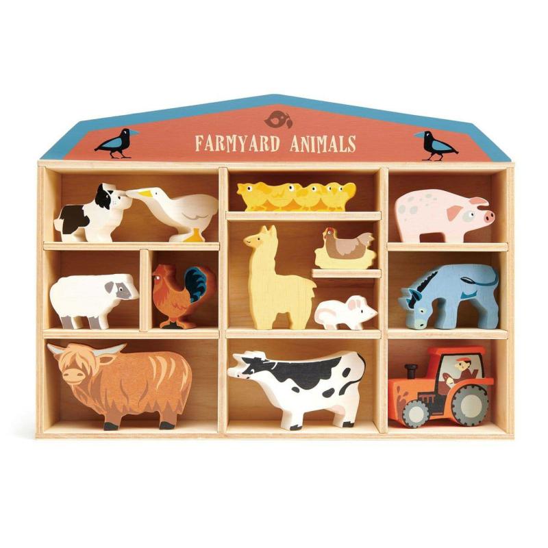 Farmyard Wooden Animals Set Pretend Play