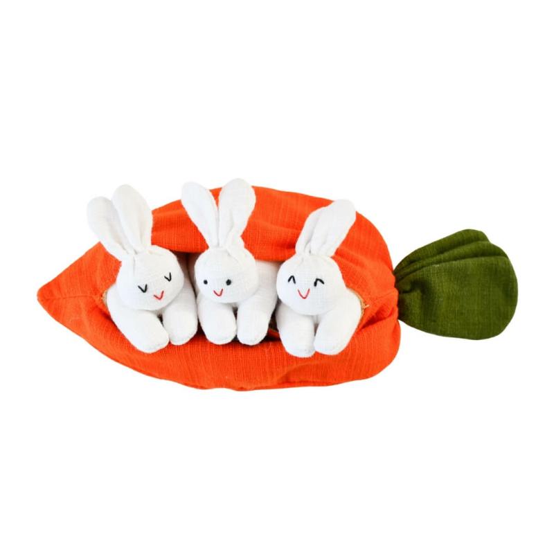 Hide-And-Seek Bunnies In Carrot Pouch Pretend Play