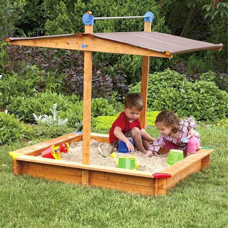 Kids Wooden Sandbox With Cover Active Play