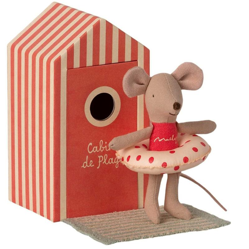 Little Sister Mouse In A “Cabin De Plage” Cabana Pretend Play