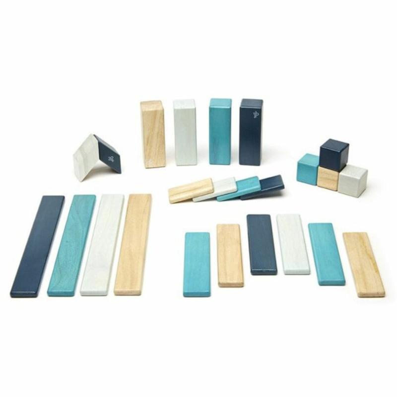 Magnetic Wooden Blocks – 24 Piece Set Blues Blocks & Building