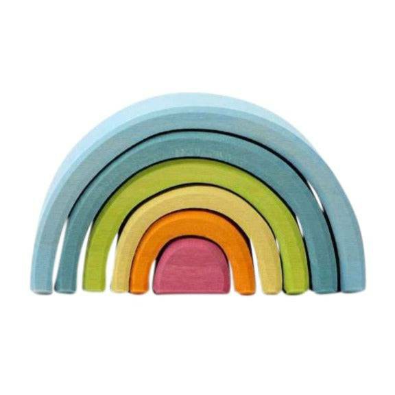 Mini Wooden Rainbow Stacker – Pastel Blocks & Building