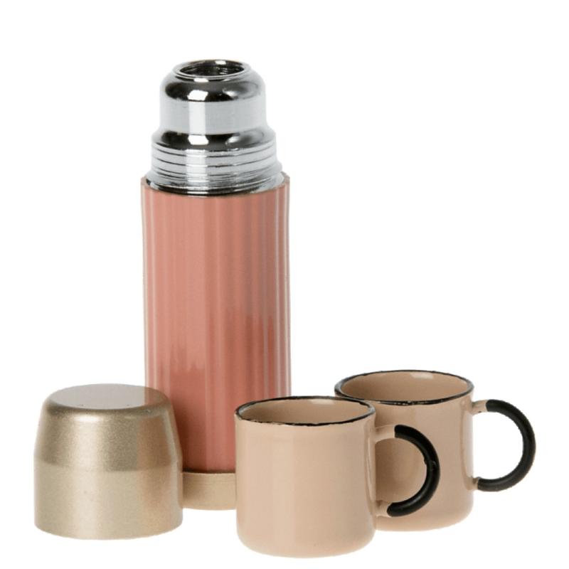 Miniature Coral Thermos And Cup Set Dollhouse Furniture & Accessories