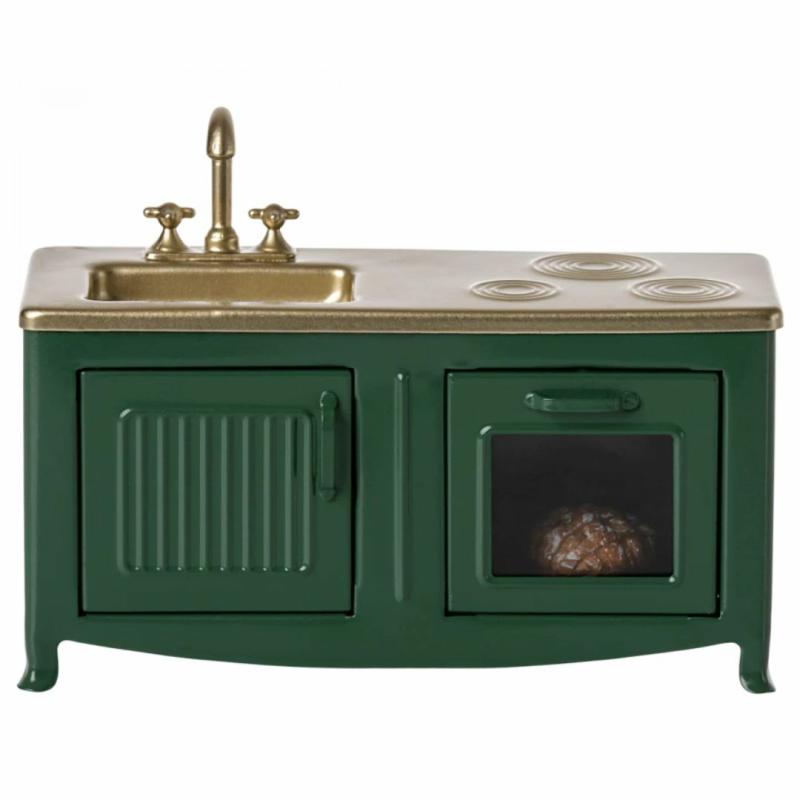 Miniature Kitchen For Mice – Dark Green Dollhouse Furniture & Accessories