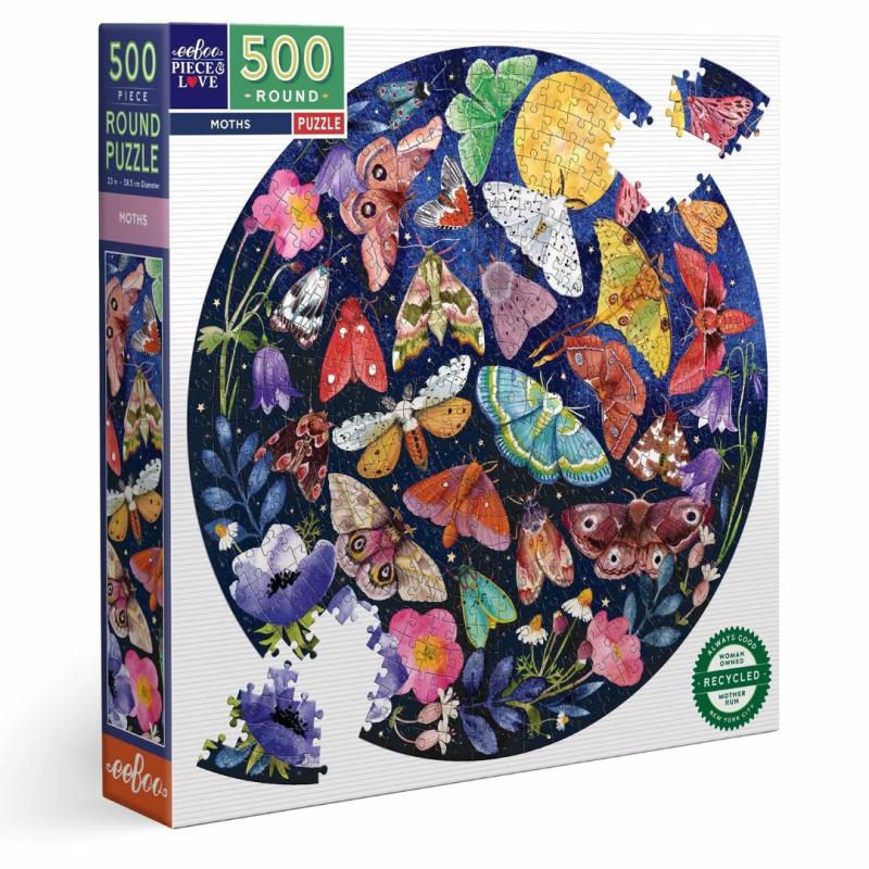 Moths 500 Piece Round Puzzle Games & Puzzles