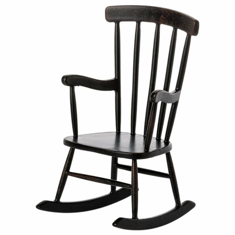 Mouse-Sized Rocking Chair – Black Dolls & Dollhouses