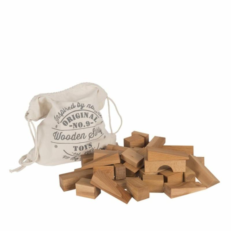 Natural Wooden Building Blocks Set – 50 Pieces Blocks & Building