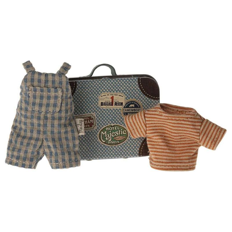 Overalls And Shirt In A Suitcase – Big Brother Mouse Dolls & Dollhouses