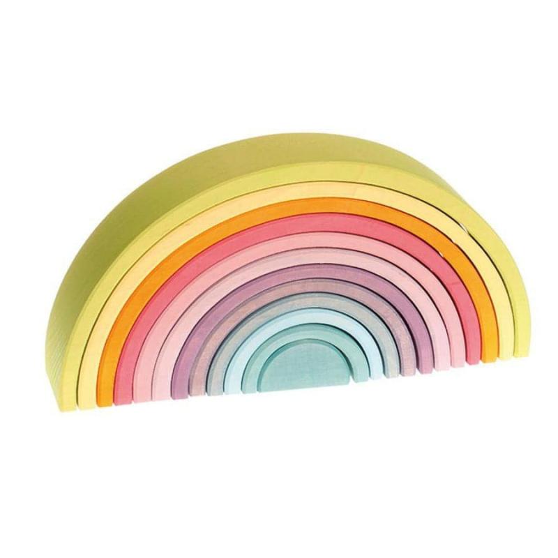 Pastel Large Wooden Rainbow Tunnel – 12 Piece Waldorf Birthday