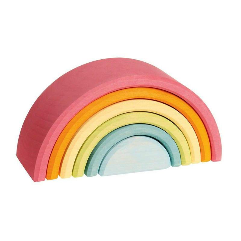 Pastel Wooden Rainbow Tunnel – 6 Pieces Waldorf Birthday