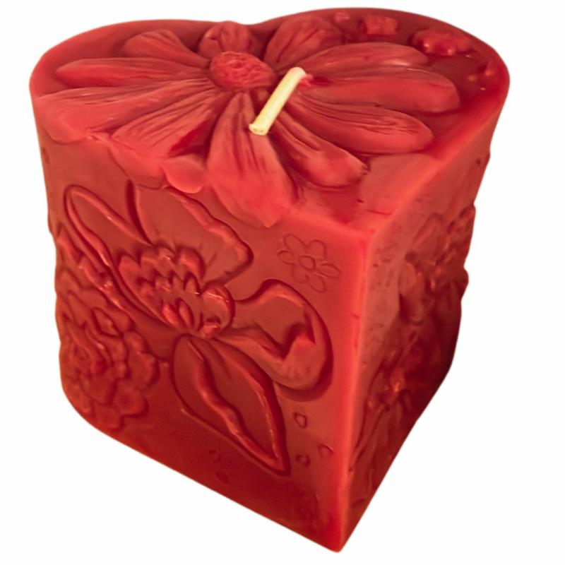 Red Beeswax Heart Candle Waldorf Essentials