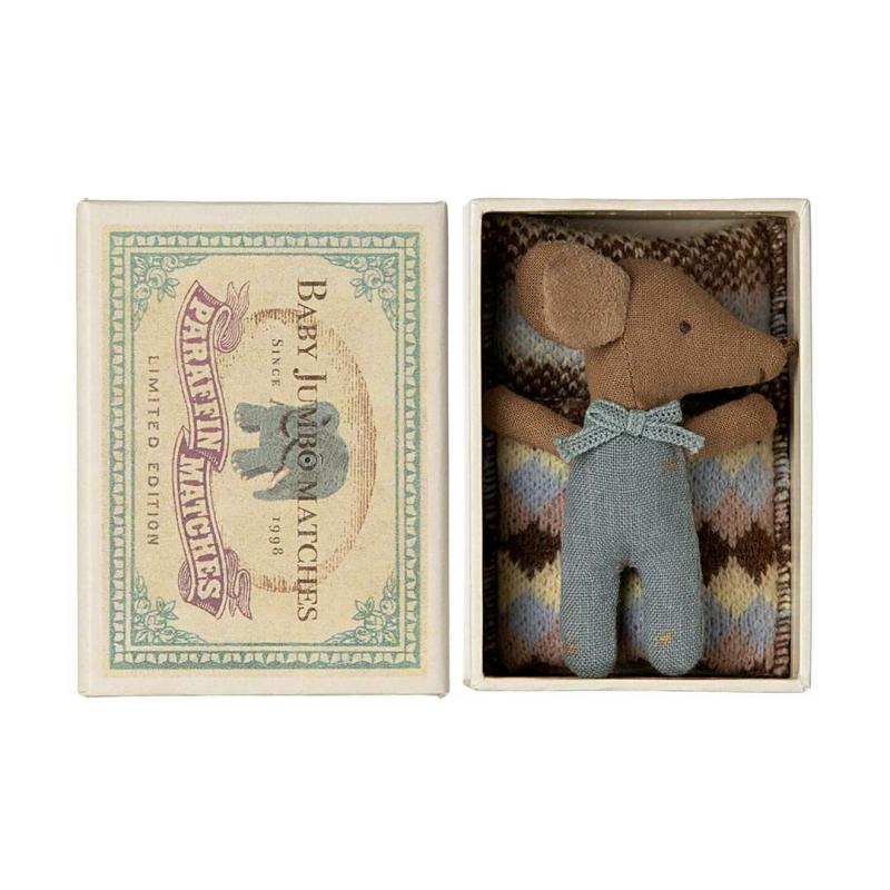 Sleepy Wakey Baby Mouse In A Matchbox – Blue Pretend Play