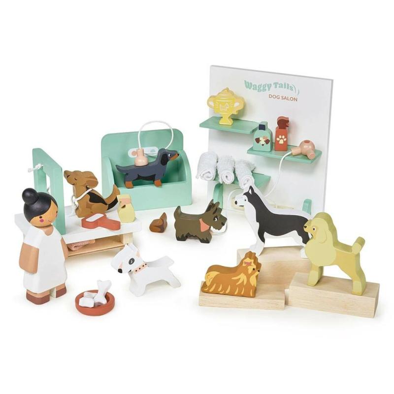 Waggy Tails Wooden Dog Salon Dollhouse Furniture & Accessories