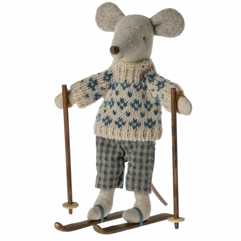 Winter Ski Mouse Dad Dollhouse Animals