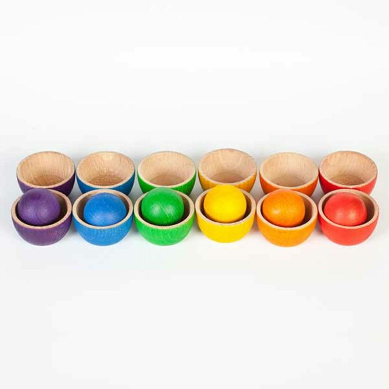 Wooden Bowls & Balls Matching Game Blocks & Building