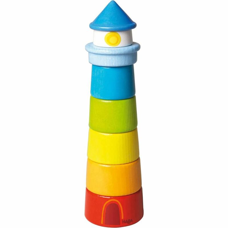 Wooden Rainbow Lighthouse Stacking Toy Blocks & Building