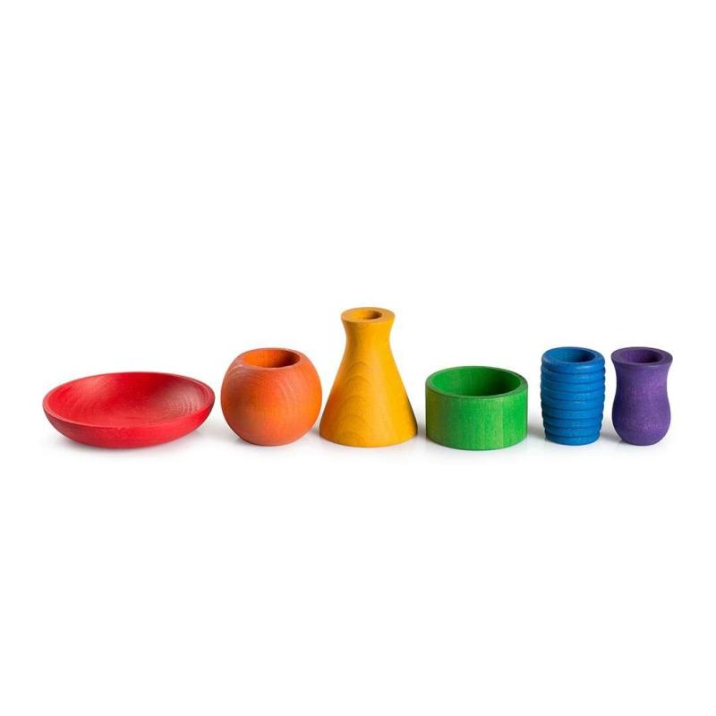 Wooden Rainbow Pots Blocks & Building