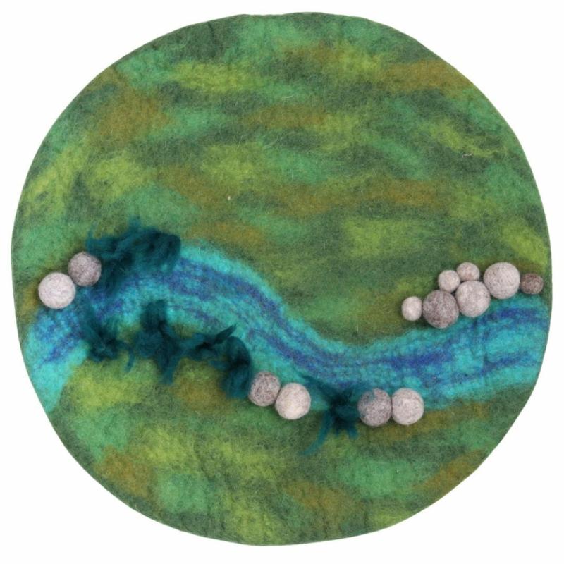 Round Felted River Play Mat Summer Nature Table